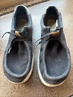 Hey Dude Men`s Wally Jute Black/Granite Grey Shoe; Sz: 11